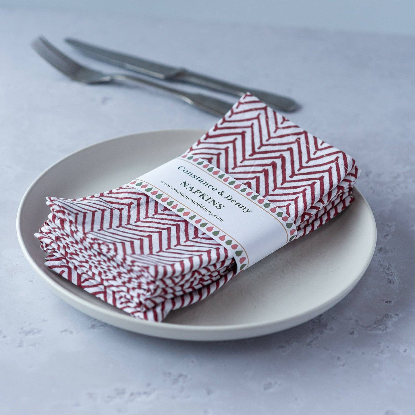 Cotton Napkins x6 / Cherry Chevron