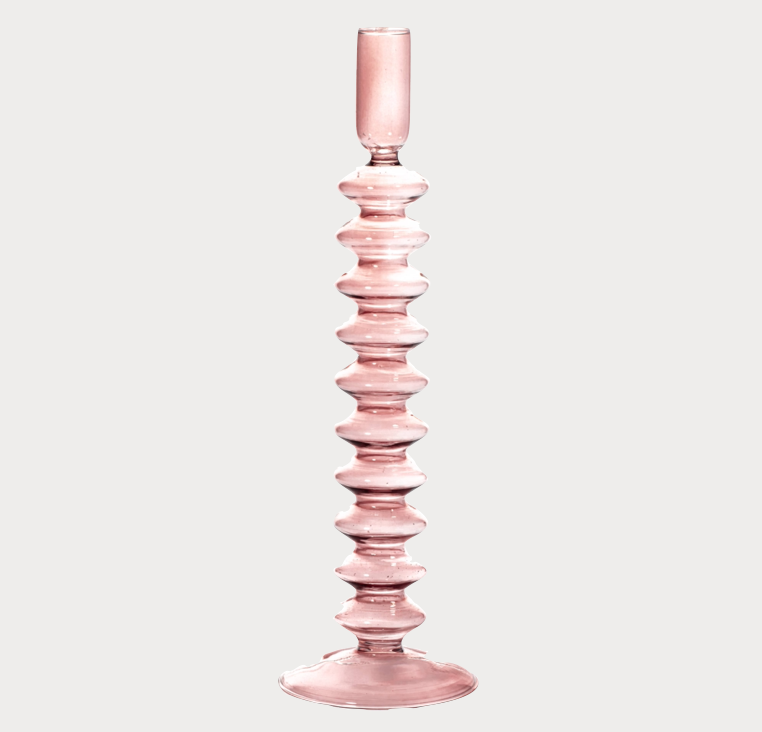 Coloured Glass Candle Holder / Rose Quartz