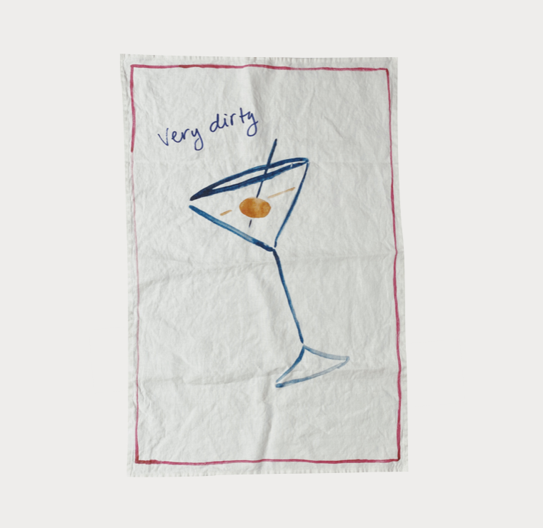 Linen Tea Towel / Very Dirty Martini