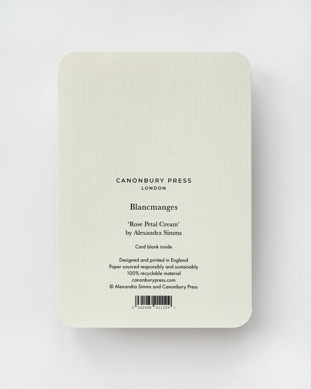 Blancmange Greeting Card / Rose Petal Cream