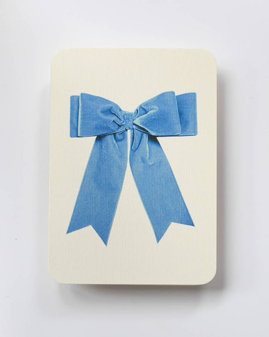 Velvet Bow Card / Baby Blue