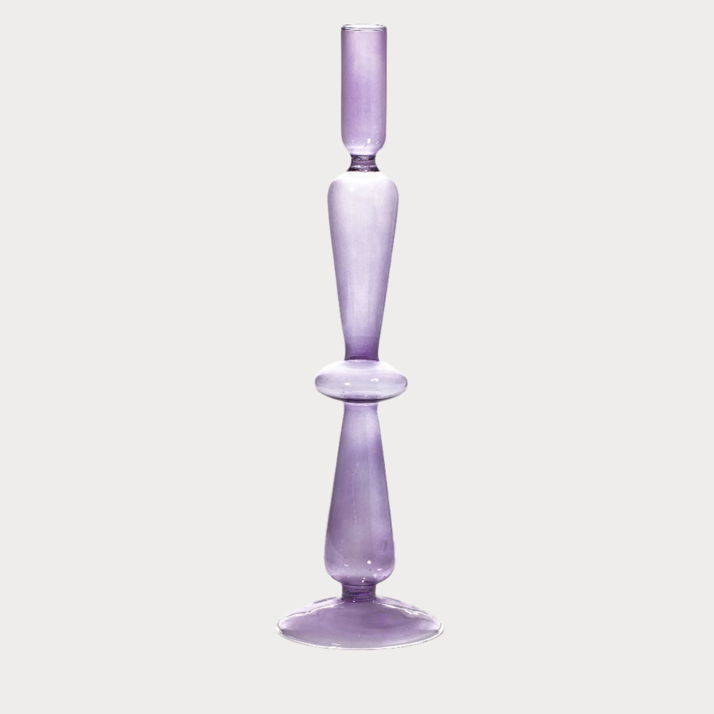 Coloured Glass Candle Holder / Lilac