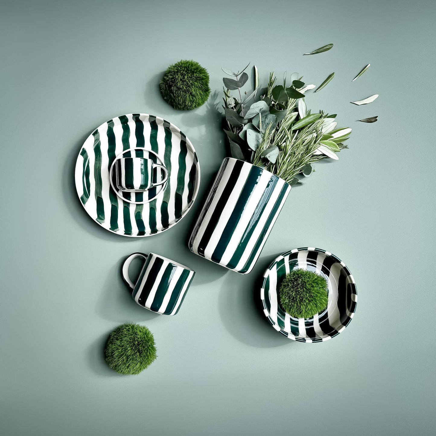 Striped Plate / Gentle Green
