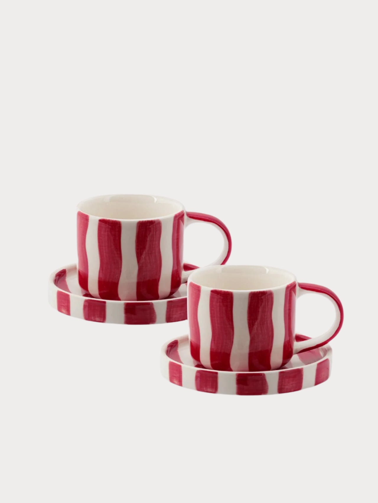 Striped Espresso Cup Set / Tramonto Red
