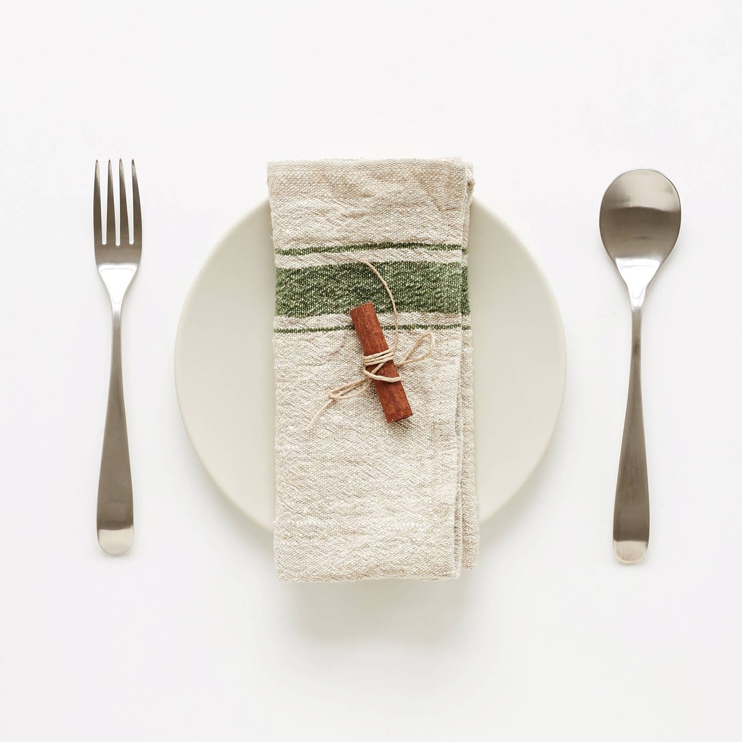 Linen Napkins x2 / Green Stripe Vintage