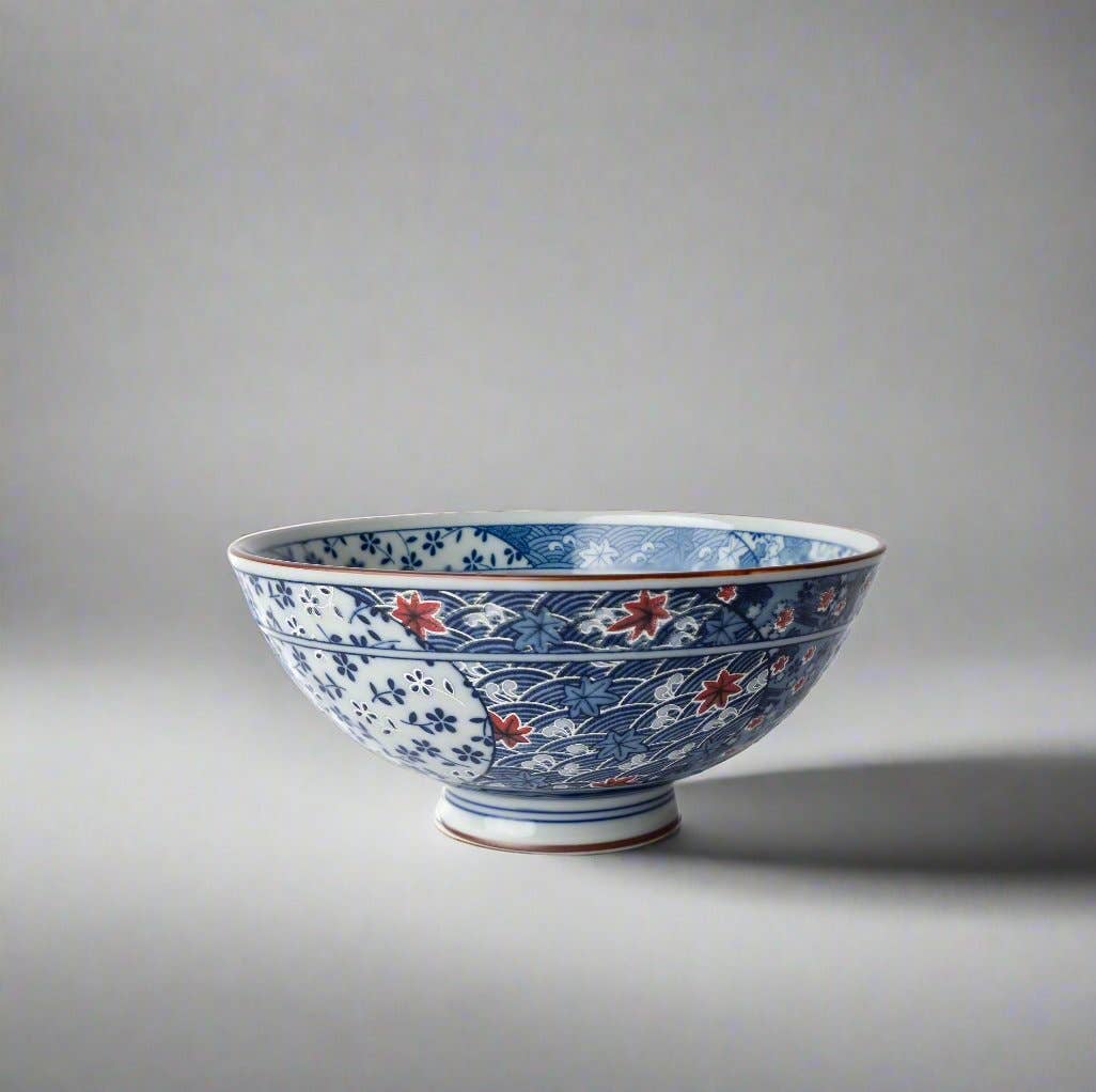 Rice Bowl / Blue & Red Floral