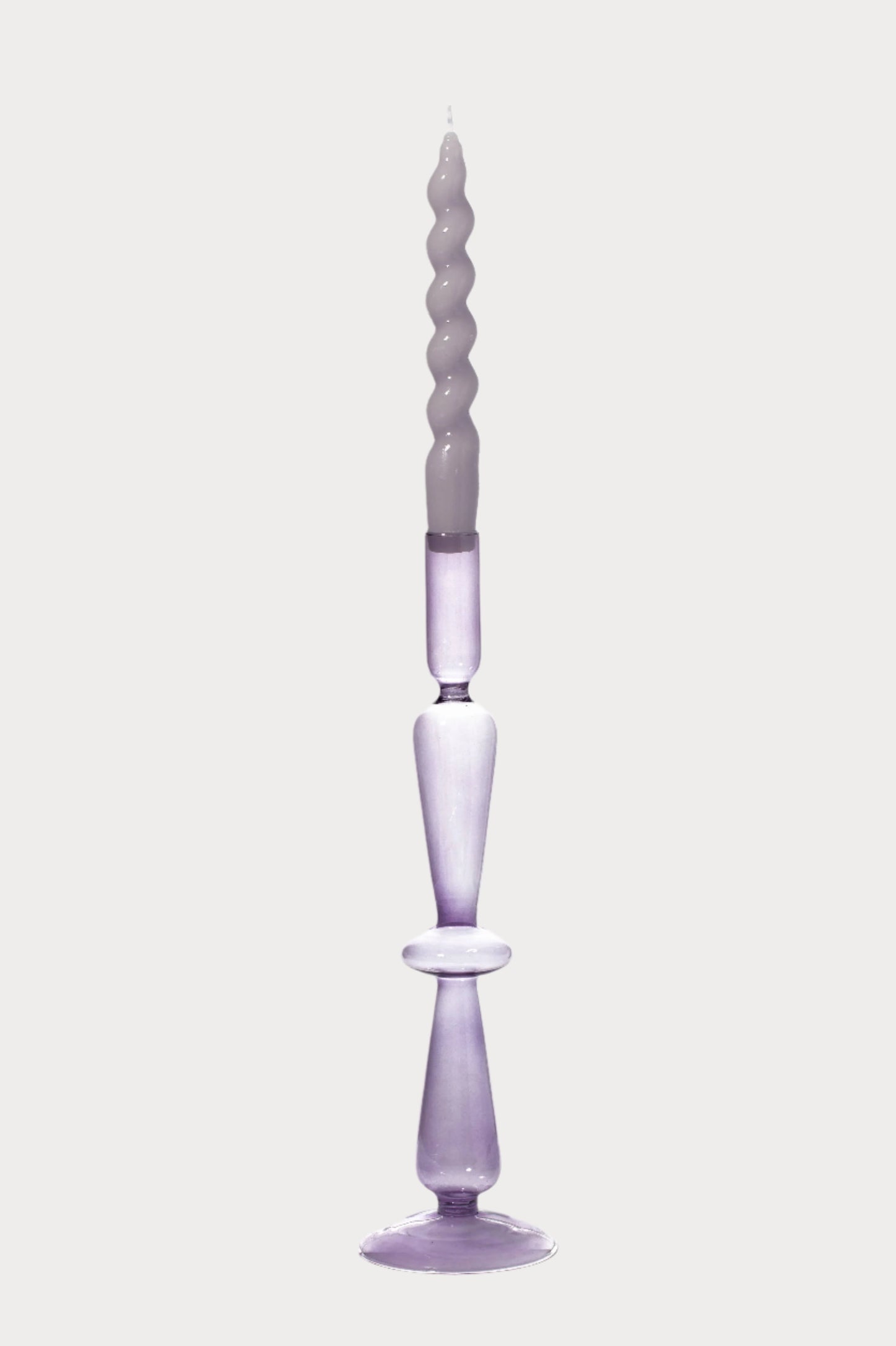 Coloured Glass Candle Holder / Lilac
