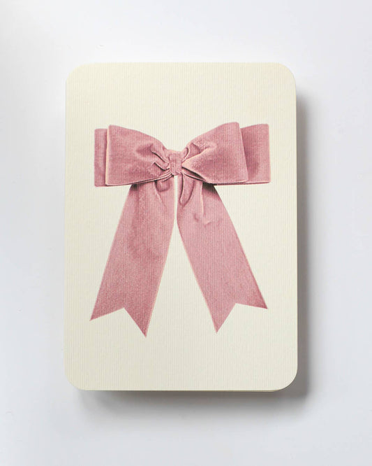 Velvet Bow Greeting Card / Baby Pink