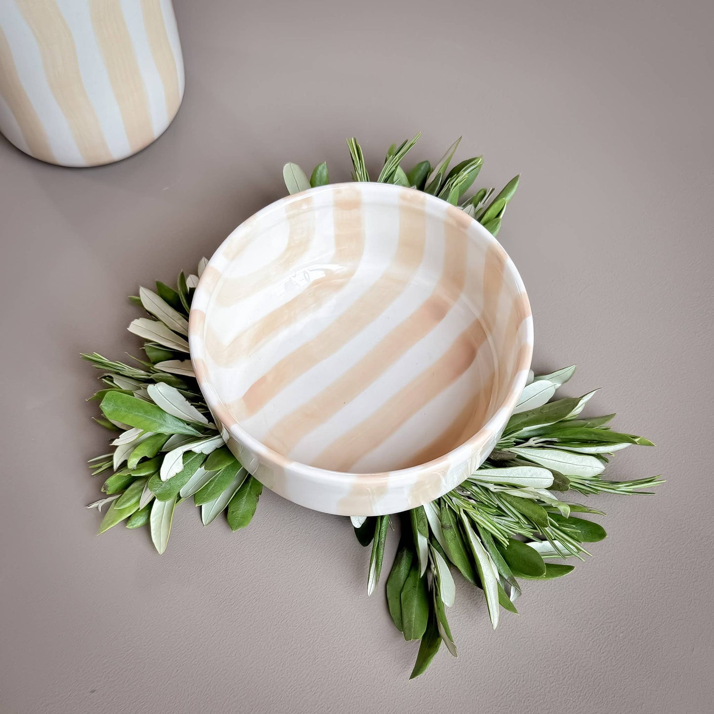 Striped Bowl  / Boho Beige