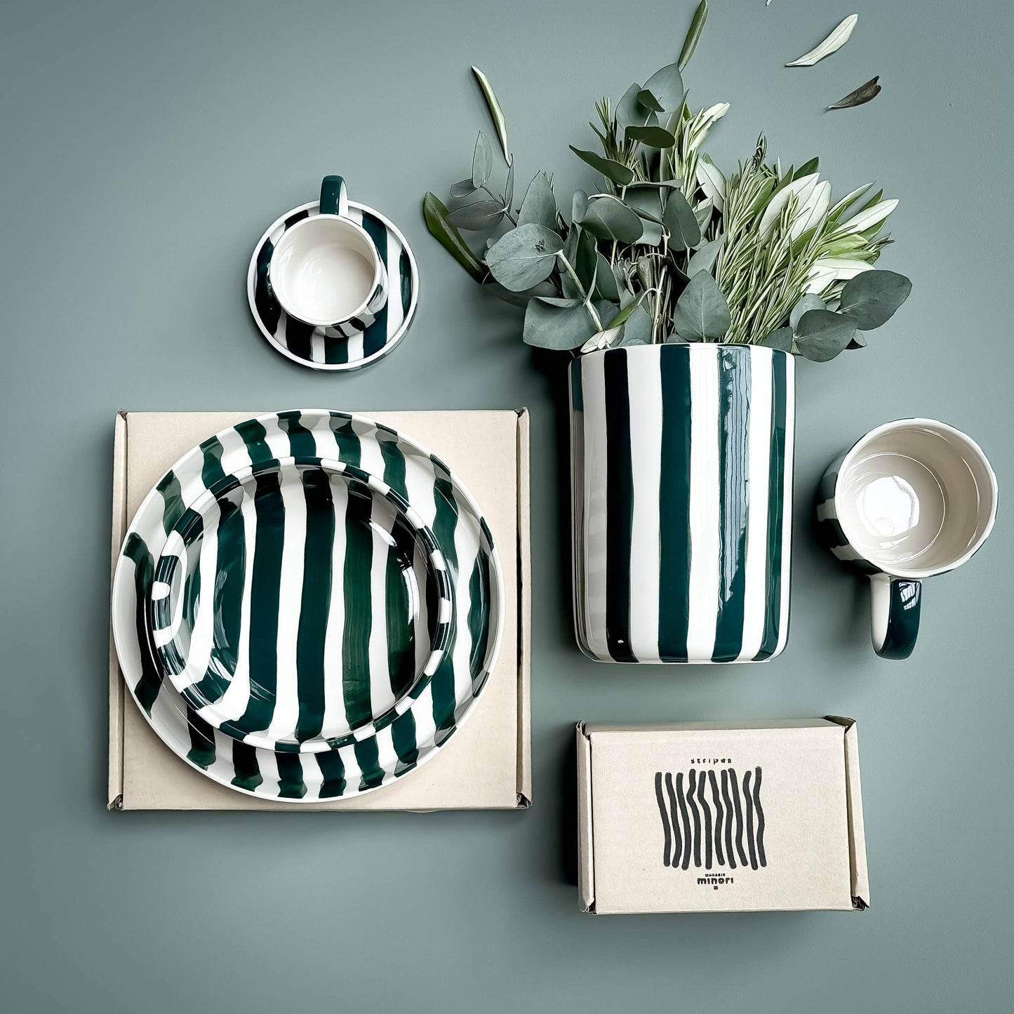 Striped Plate / Gentle Green