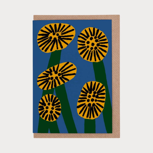 Memphis Flowers Greeting Card / Yellow