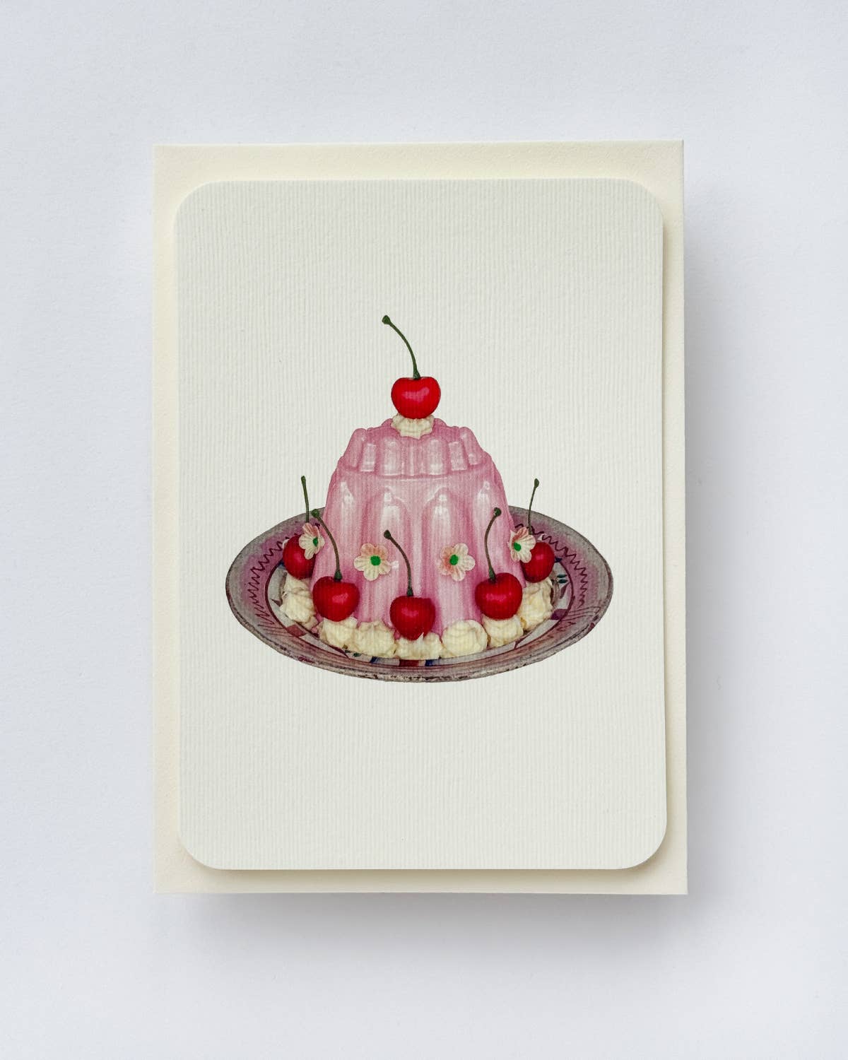 Blancmange Greeting Card / Rose Petal Cream